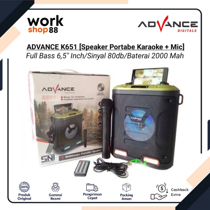 Baru ADVANCE Speaker K651 Portabel + Plus Mic Wireless Meeting Full Bass - New Original Garansi Resm