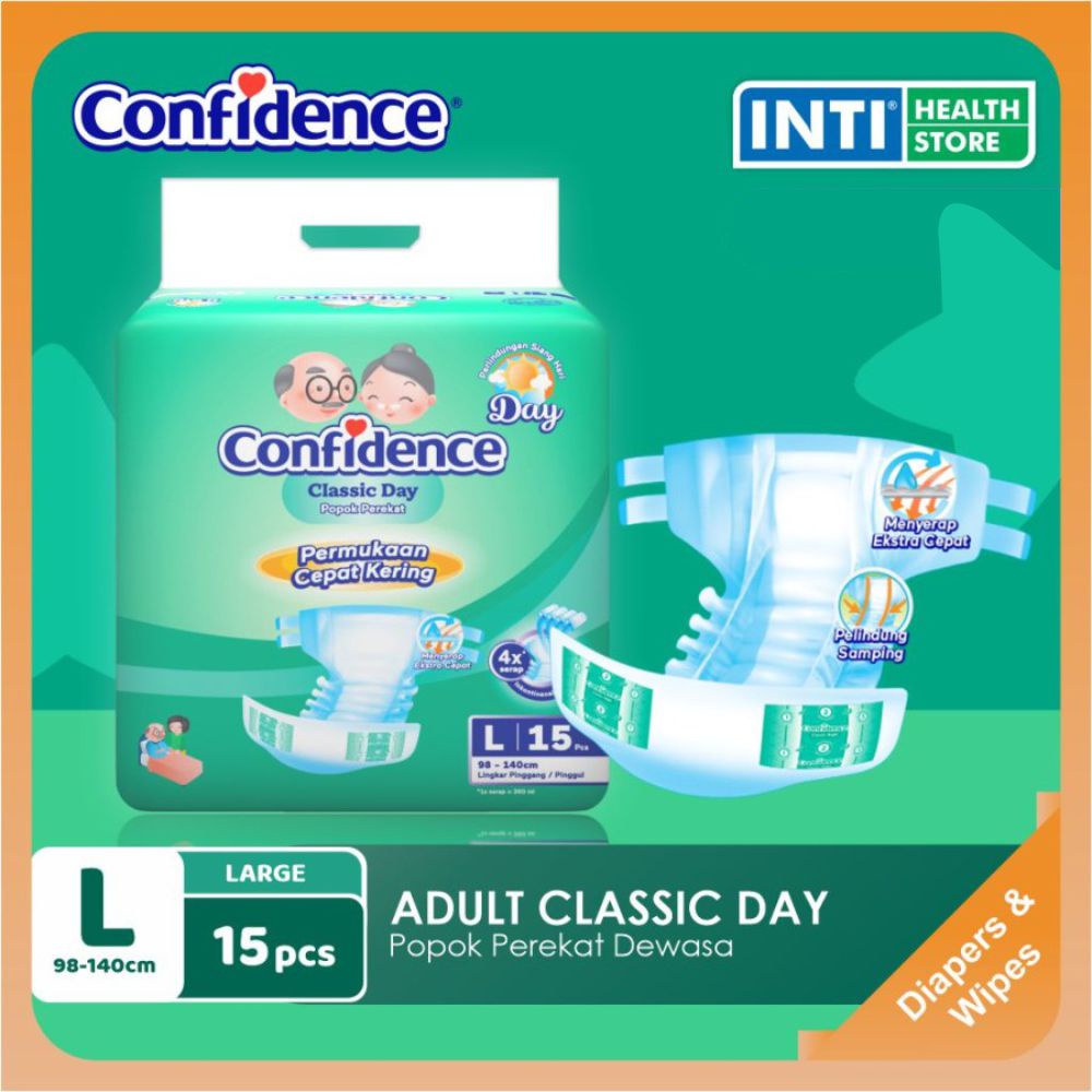 Confidence | Classic Day L 15 | Popok Perekat Dewasa | Adult Diapers