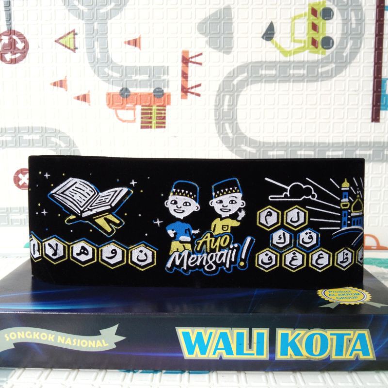 Peci Hitam Anak Karakter Upin Ipin Wali Kota Murah Songkok Anak Laki Halus Berkualitas Tinggi 9 Cm