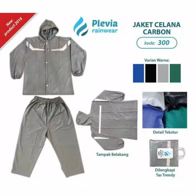 Jas Hujan Raincoat Stelan Celana Plevia CARBON 300 Trendy Modis Modern