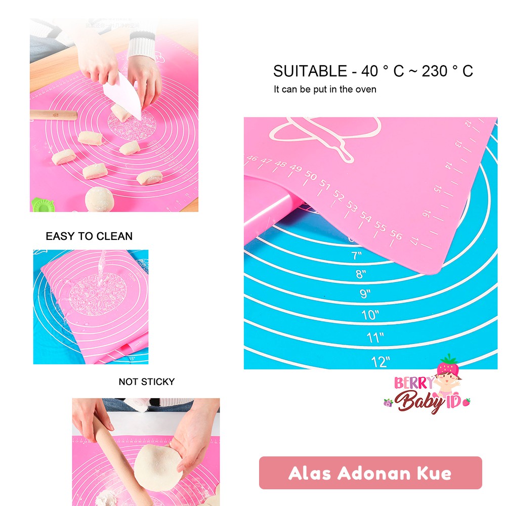 Berry Mart Mat Alas Adonan Kue Anti Lengket Silikon Fondant Pastry JKN026 Berry Mart