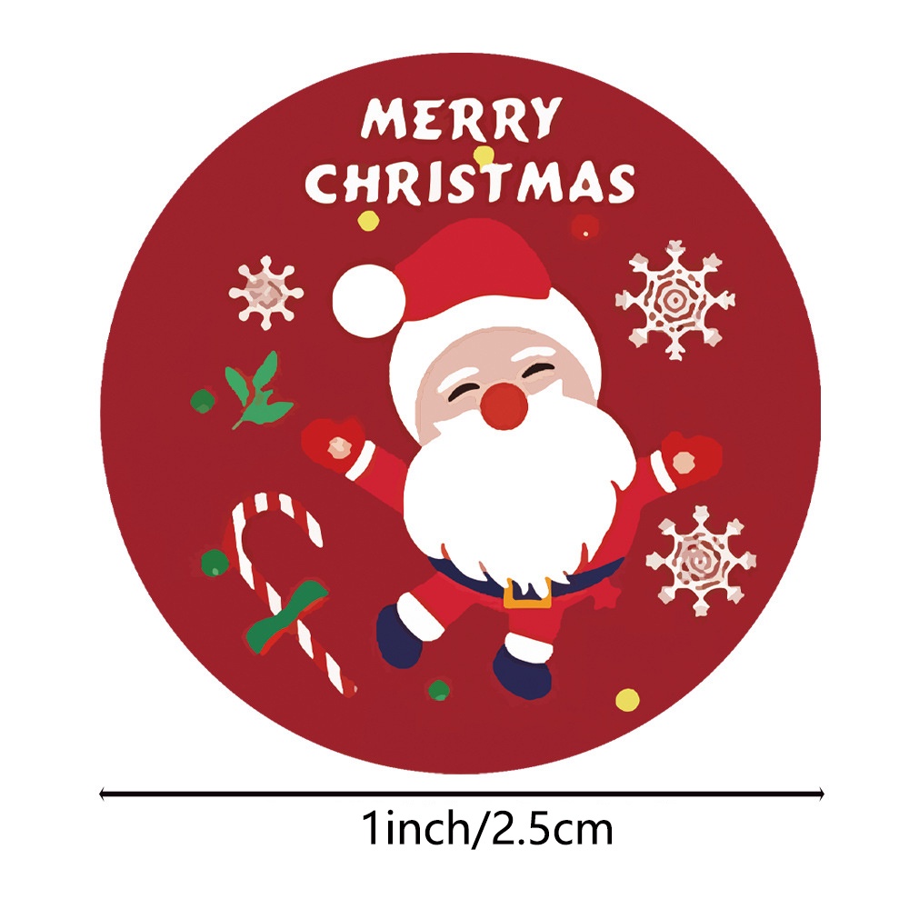 500pcs / roll Stiker Label Segel Motif Santa Claus Gingerbread Man Rusa Natal Untuk Dekorasi Kotak Hadiah