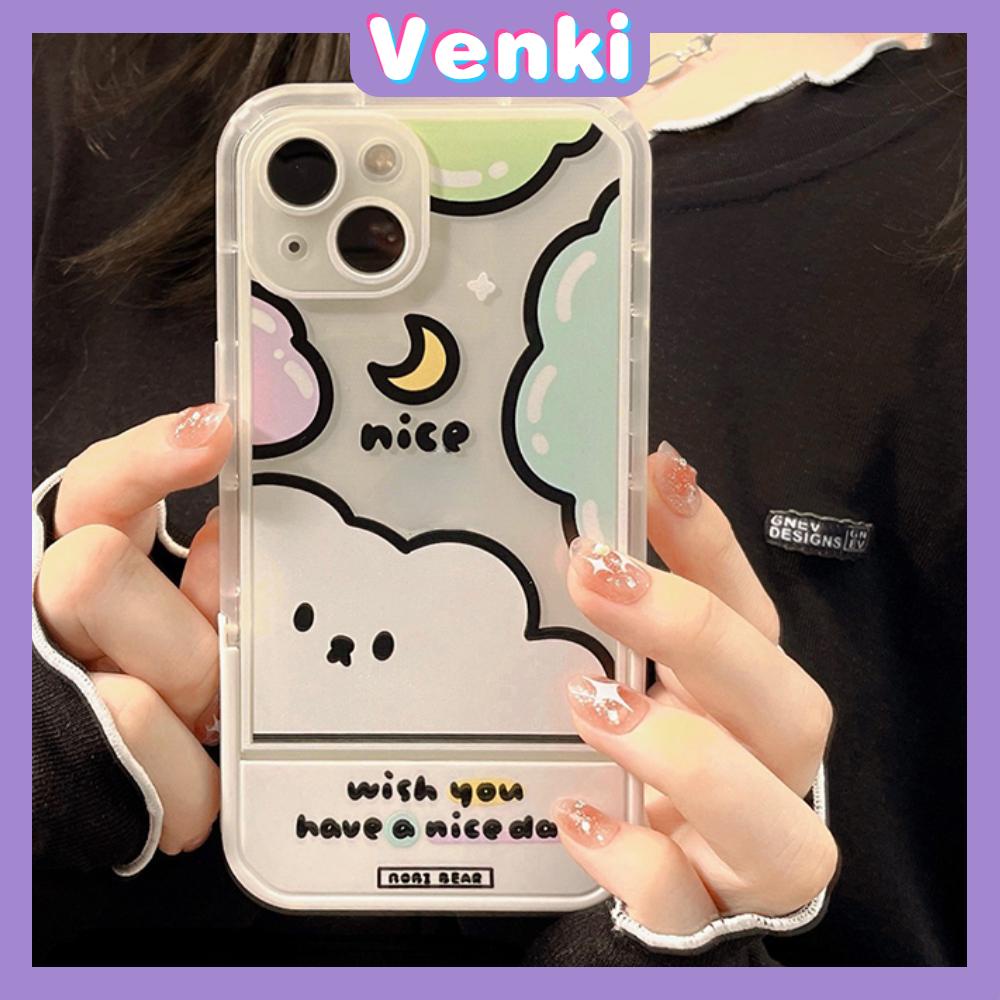 iPhone Case Acrylic Invisible Folding Stand Silicone Soft Case Shockproof Cover Camera Bear Cute Cartoon Compatible For iPhone 11 Pro Max 13 Pro Max 12 Pro Max 7Plus xr XS Max