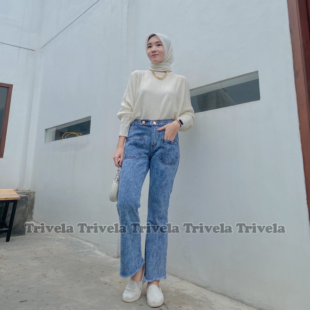 EMIRA CULLOTES JEANS / CELANA JEANS KULOT KANTONG TEMPEL