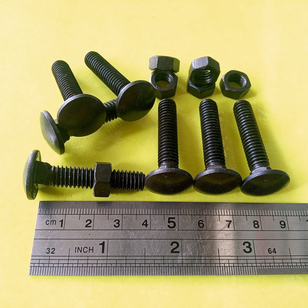 BAUT MUR CB 5/16 x 1 1/2" INCHI / BAUT M8 PANJANG 4CM / BAUT 13 KUNCI 13 HITAM BAUT PAYUNG BUMPER CA