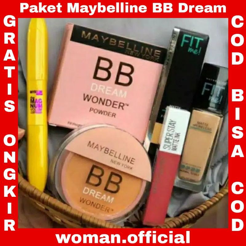 PAKET MAKE UP MAYBELLINE SESERAHAN KOSMETIK MURAH BB DREAM  MAYBELLINE SET LENGKAP MAKE UP WANI