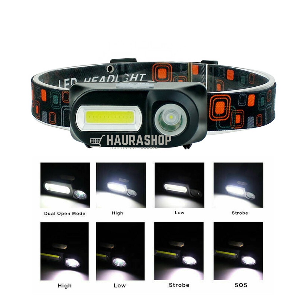 Senter Kepala Headlamp Flashlight Headlight LED 3 Modes