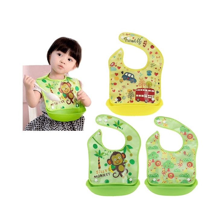 3SP | Celemek Bib Celemek Makan Bayi Bayi Slabber Bayi Waterproof Sleber Baby Bib Silikon Slaber