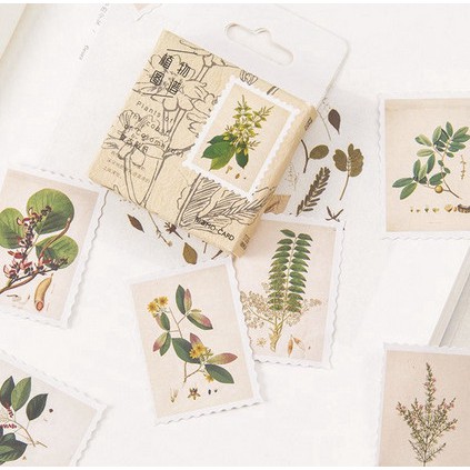 Label Sticker - Stamp Shape Plant (45pcs)