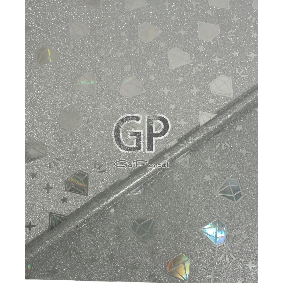 ( 3 Lembar ) PLASTIC METALLIC GLITTER DIAMOND - PLASTIK KADO METALIK GLITER PASIR SHINY MENGKILAP WAJIK PRISM SILVER GOLD