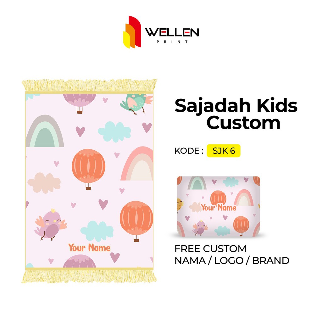 WELLEN PRINT - Sajadah custom print nama / cetak sajadah dan pouch ukuran kecil untuk anak-SJK 6
