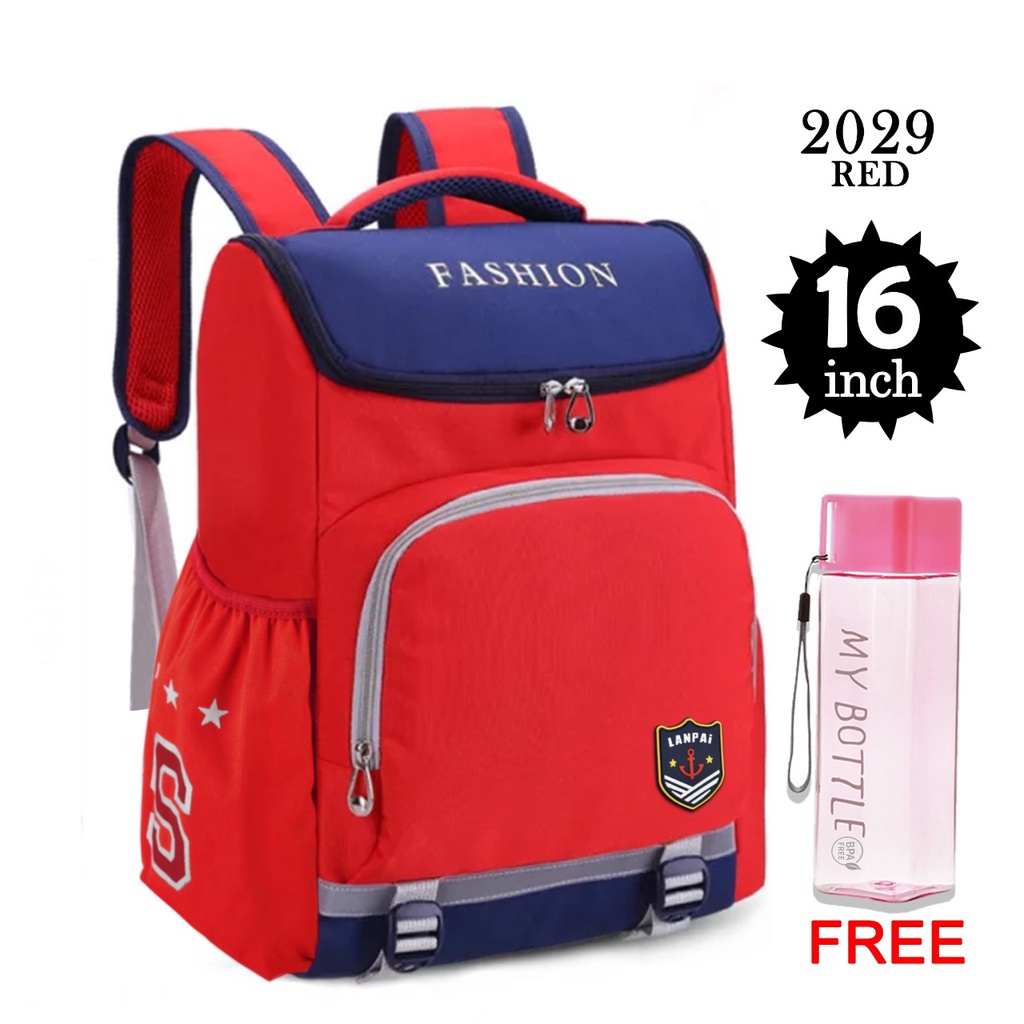 Tas Ransel Sekolah Lanpai 2029 Ransel Fashion Backpack [Free Botol Minum] Tas Kerja,Tas Anak