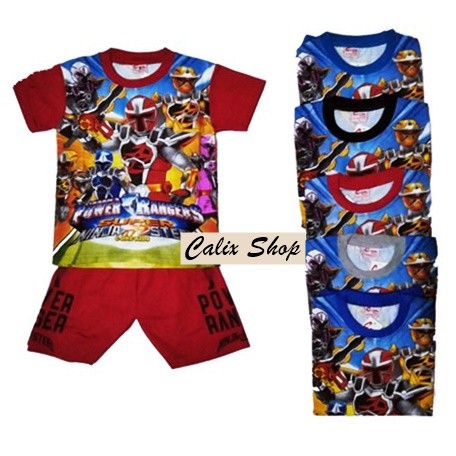 Setelan Anak POWER RANGER 1 – 10 Tahun Sablon Bahan Katun Adem