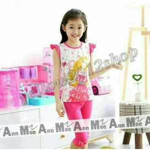 CLE3546 - Stelan anak Ann Mee2 Barbie pink celana 3/4