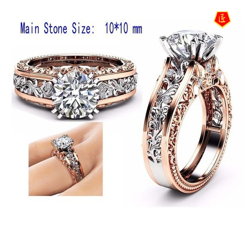 [Ready Stock]14K Rose Gold Color Separation Ring Colored Gem Simple Niche