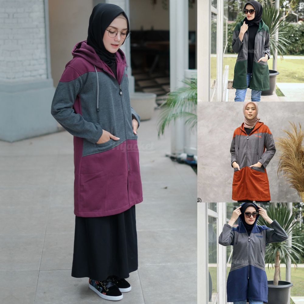 Jaket Jacket Hoodie Panjang Wanita Cewek Muslimah Hijabers Hijacket Fleece Terbaru Kekinian HJ HYR-0