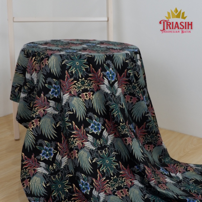 Kain Batik Triasih Meteran BSY Polyester 113 cm Foil Motif Merak