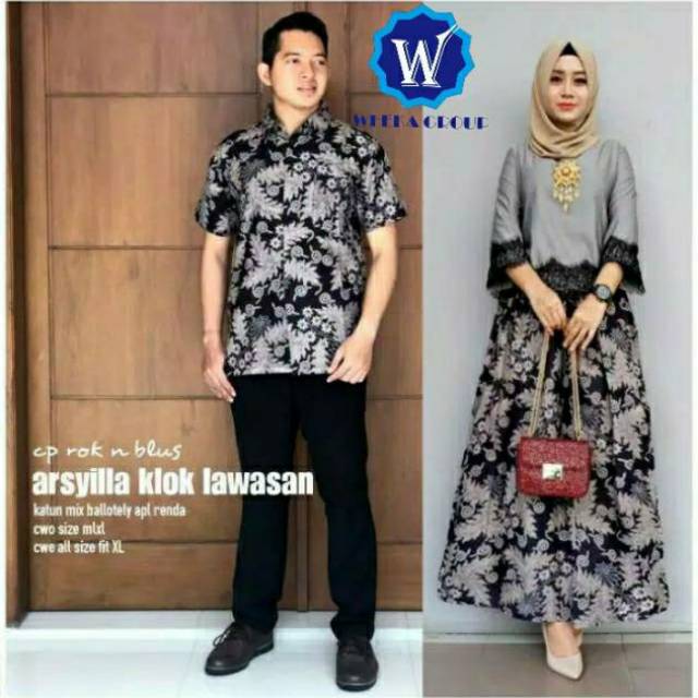 Baju Batik Couple Sarimbit Kebaya Kondangan Setelan Wanita  Arsyila