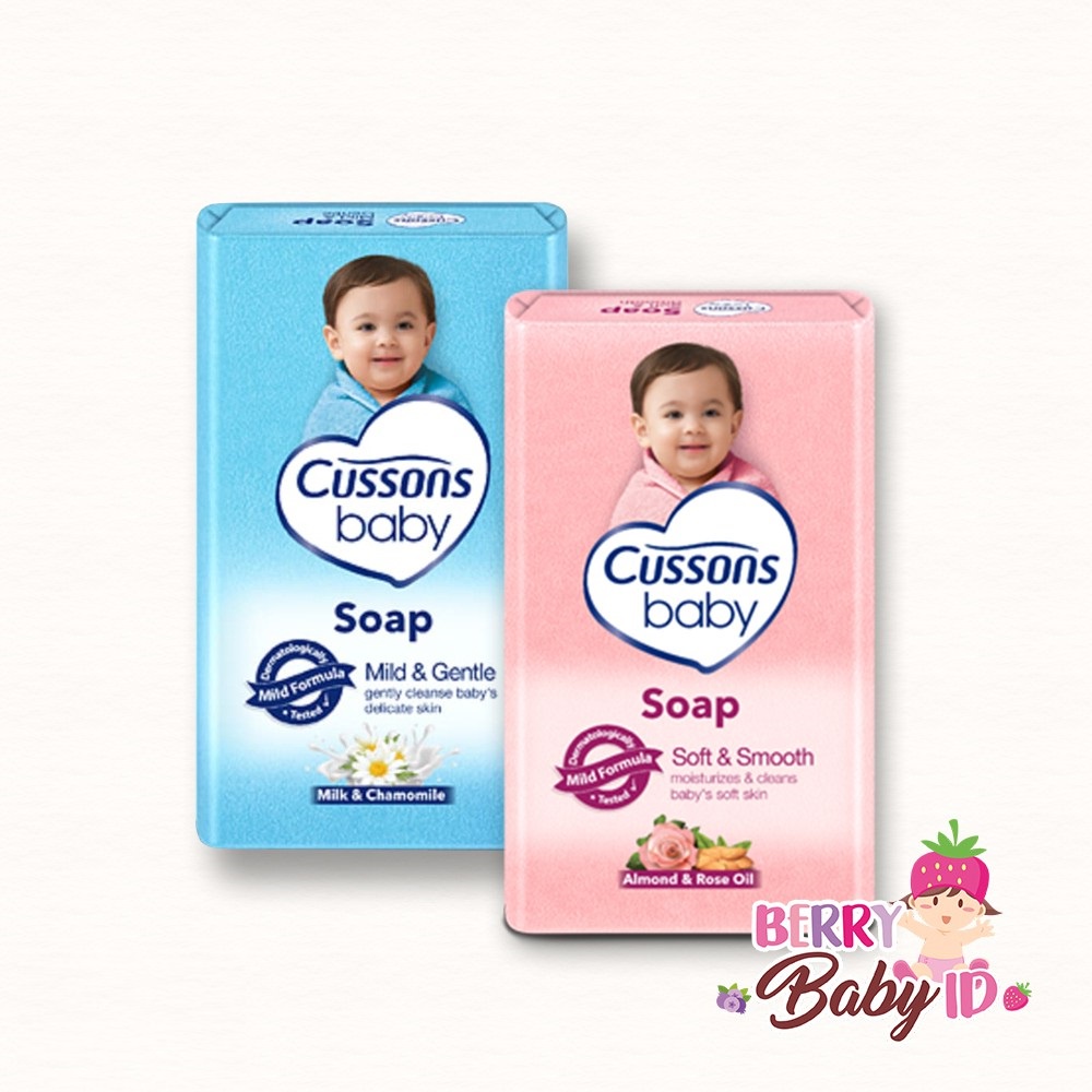 Cussons Baby Soap Pink Soft And Smooth Blue Mild and Gentle Sabun Batang Bayi 75 Gram Berry Mart