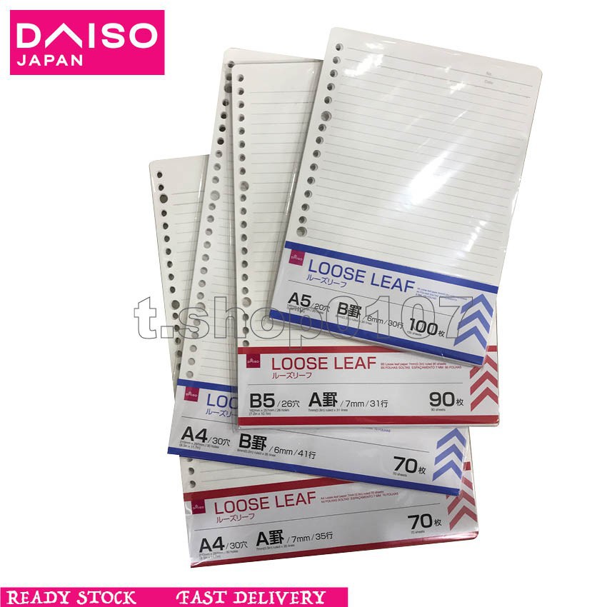 

DAISO LOOSE LEAF (Kertas Binder) A4, B5, A5