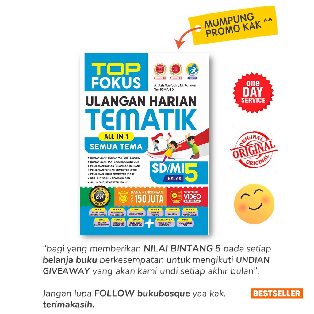 BEST SELLER  KELAS 5 SD/MI: TOP FOKUS ULANGAN HARIAN TEMATIK