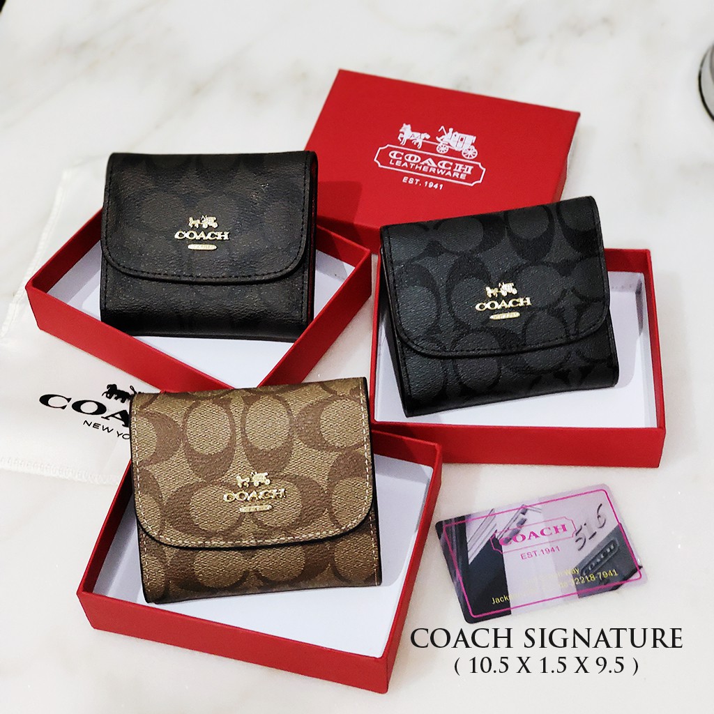  DOMPET  LIPAT WANITA  KECIL  COACH SIGNATURE MINI FREE BOX 