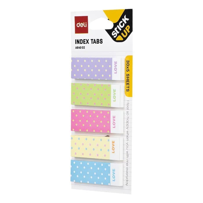 

Deli EA640 02 Memo Indeks / Paper Index Tabs 45×15mm 30 x 50 sheet Deli StickUp Index Tabs