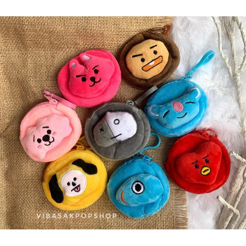 New Dompet Koin Boneka BTS BT21 Gantungan Kunci Dompet BT21