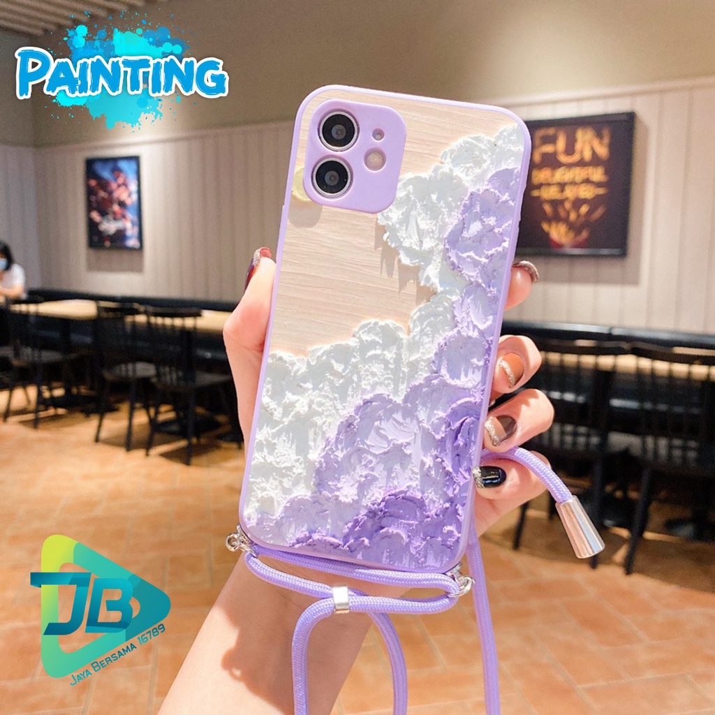 SOFTCASE SILIKON SLINGCASE TALI LANYARD STRAP PHONE MACARON PELINDUNG KAMERA PAINTING OPPO VIVO SAMSUNG XIAOMI REALME IPHONE ALL TYPE JB5491