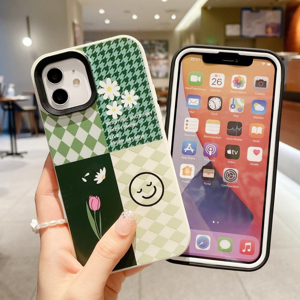 Case Motif Lukisan Kotak-Kotak Untuk iPhone 11 12 13 Pro Max X XS Max XR 6 7 8 Plus SE 2020 2022