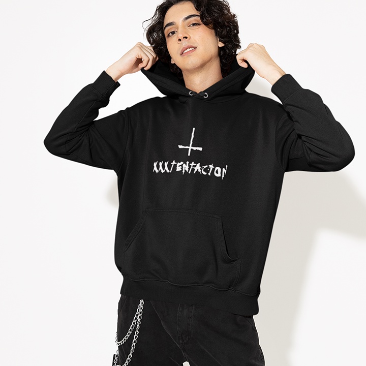 BlurDistrict Hoodie XxxTentacion Sobs- Hoody Hitam Sweater Distro Pria dan Wanita Kain Fleece Tema H