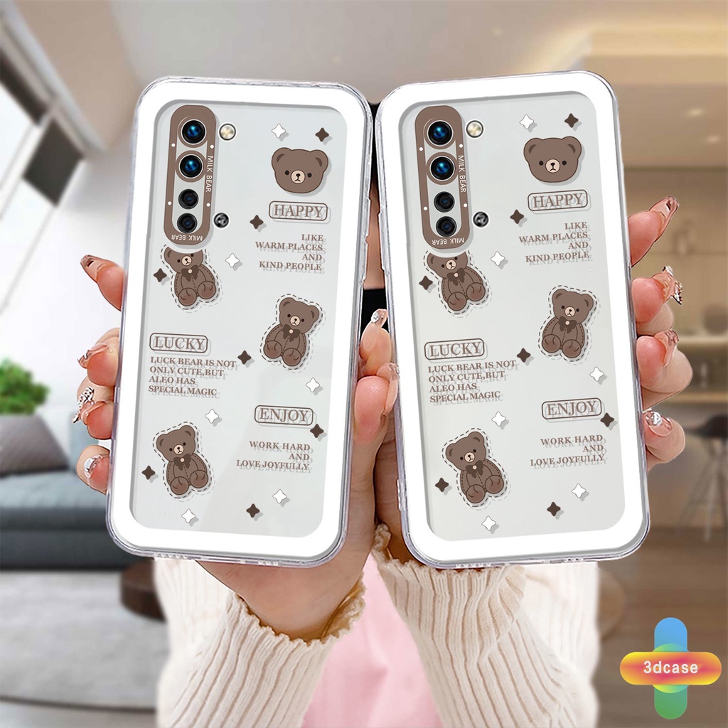 Soft Case Realme C11 2021 C21Y C31 C35 C15 C21 C25 C20 C3 C12 C2 C25S 5S 5 5S 5i C17 7i C1 C25Y C2 C3i 6i C20A realme Narzo 20 10 10A 20A 30A A7 A5S A15 A16 Y12 Y20 Y15S A03 Brown Cute Bear Transparent Case