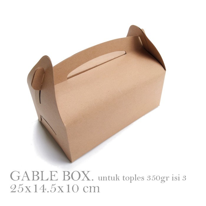 

10 pcs Gable Box Packaging Hampers Dus Jinjing Cokelat Polos Kardus Tenteng Kemasan Cheese Cake Size 25x14x10 cm