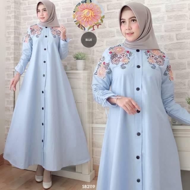 GAMIS CANTIK ALENA BORDIR FIT TO XL Pakaian Muslim Wanita Sesuai Gambar Realpict Original