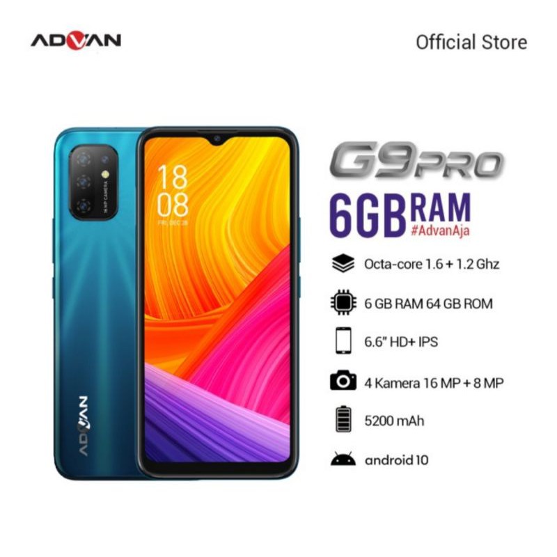Advan G9Pro 6/64GB (Free Tempered+Silicon) Garansi Resmi