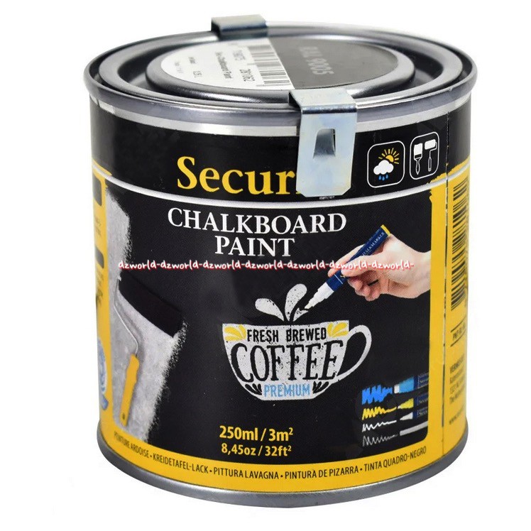 Securit Chalkboard Pain Cat Hitam Dan Abu Abu Untuk Papan Tulis Atau Dinding 250mL