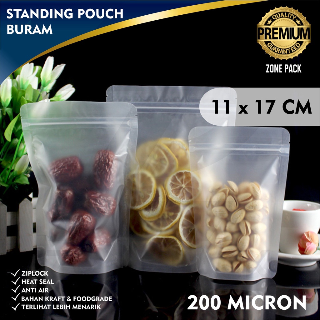 Standing Pouch Buram 11x17cm I Frosted I Kemasan Snack Kopi I Plastik Makanan Ziplock