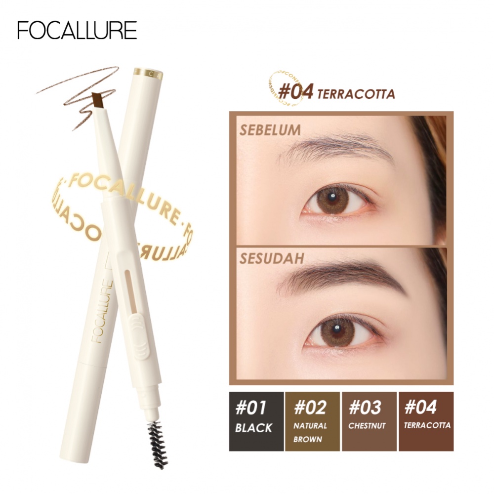 FOCALLURE Natural Sliding Eyebrow Pencil Long Lasting Waterproof Eyebrow Pencil FA202 #ConfidenceHalo 4 Options