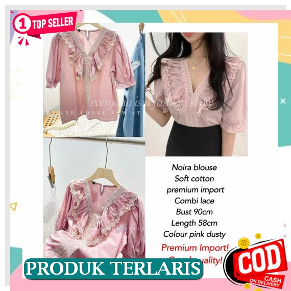 Blouse Wanita Terbaru Kekinian Atasan Korean Style Cewek Murah Blus Remaja Remaja Import Fashion Blu