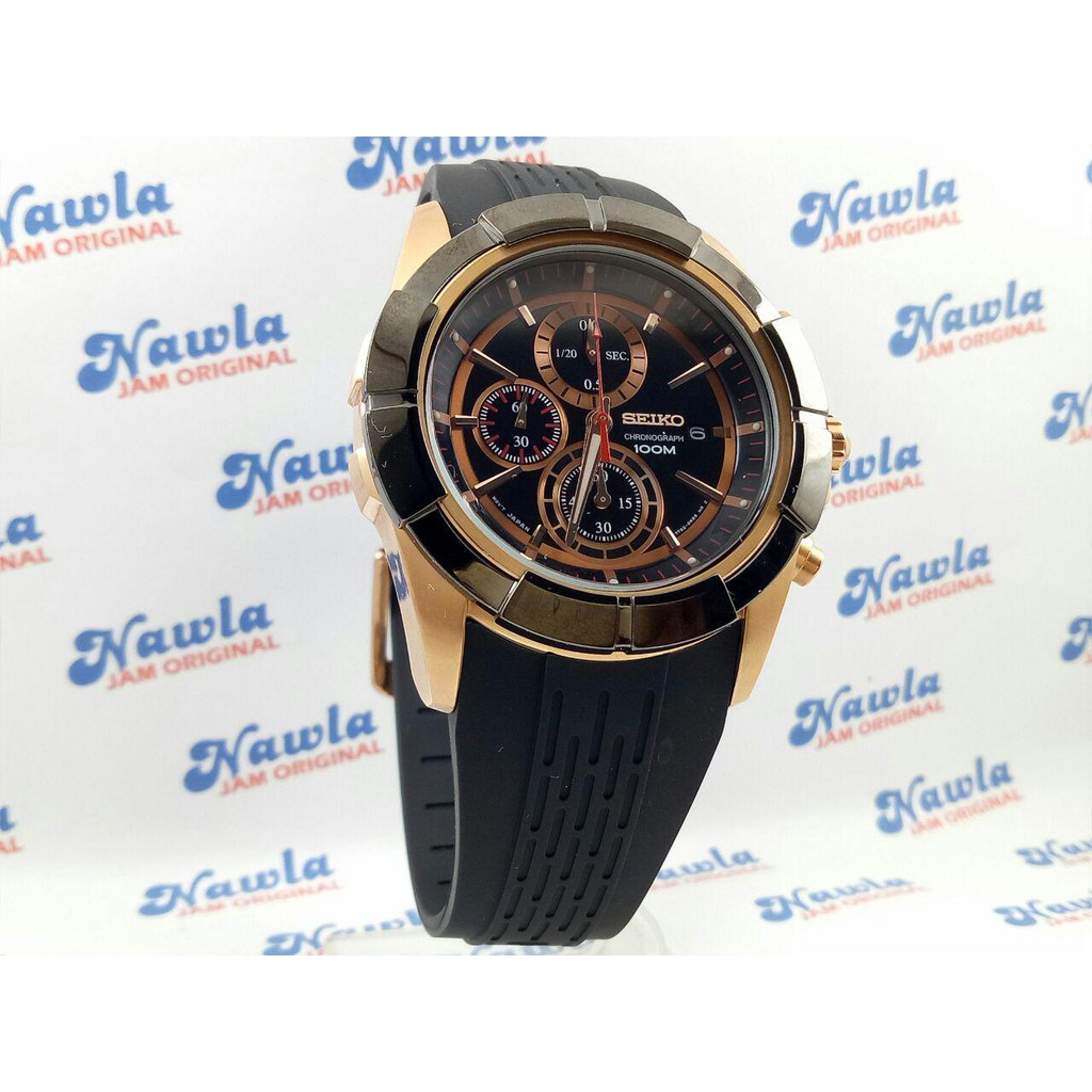 Seiko Quartz SNDE78P1 Chronograph Rose Gold Case - Jam Tangan Pria SNDE78