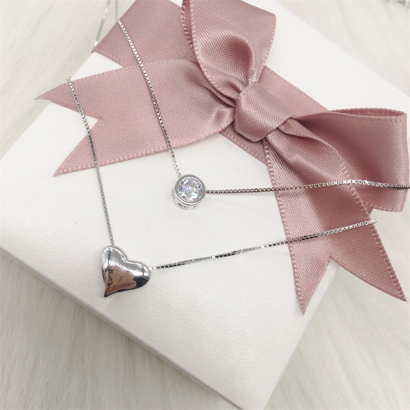 Kalung Model Lapis Ganda Bahan S925 Silver Gaya Korea Untuk Wanita