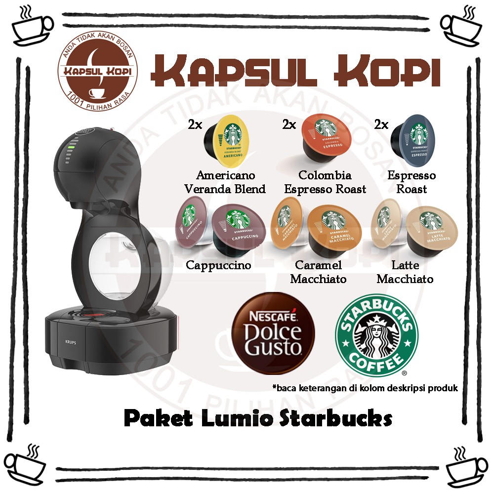 Paket Lumio Starbucks Nescafe Dolce Gusto Mesin Kapsul Kopi Coffee Capsule Machine