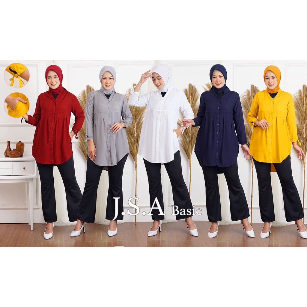 Kemeja Rayon Wanita Lengan Panjang / Atasan Kemeja JSA BASIC