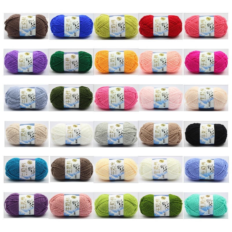 Benang rajut katun impor big ply/5 ply 50 g milk cotton yarn crochet yarn