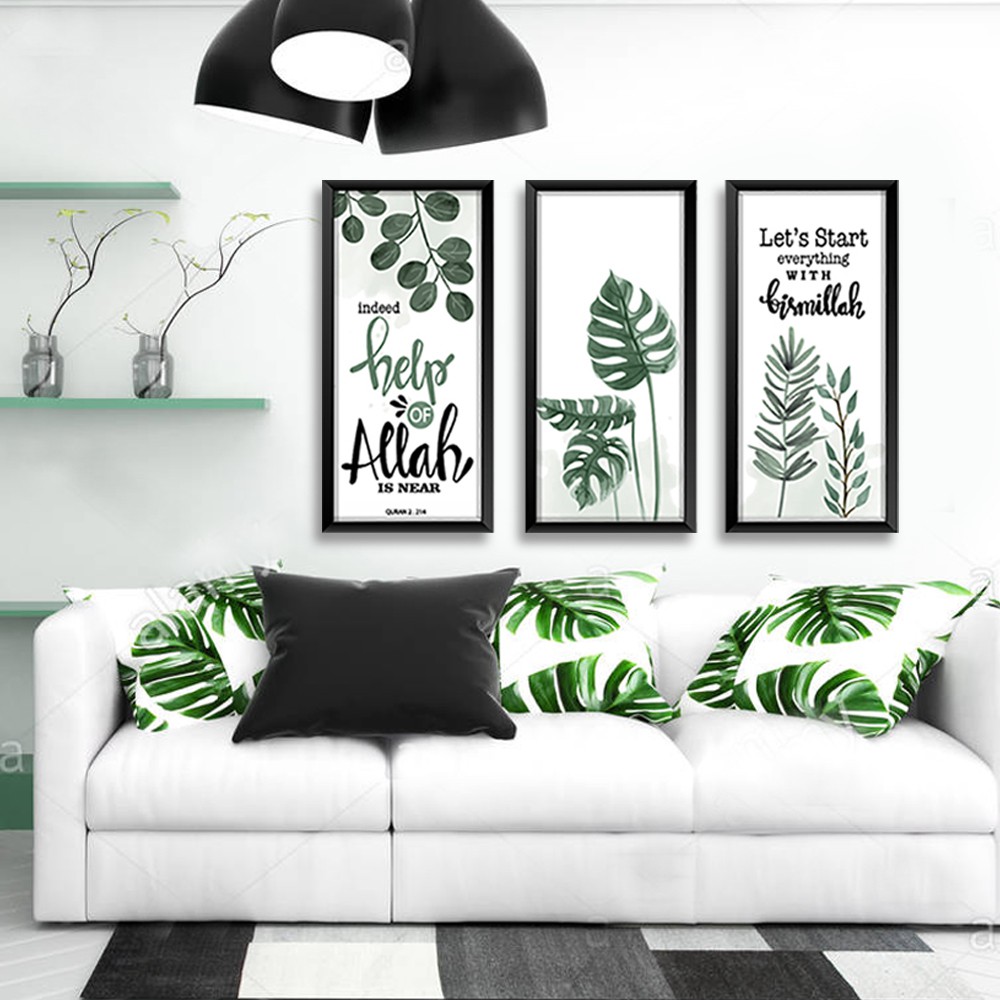 DAPAT 3 Hiasan dinding kamar pajangan wall decor rumah quotes islami tropical daun Poster aesthetic