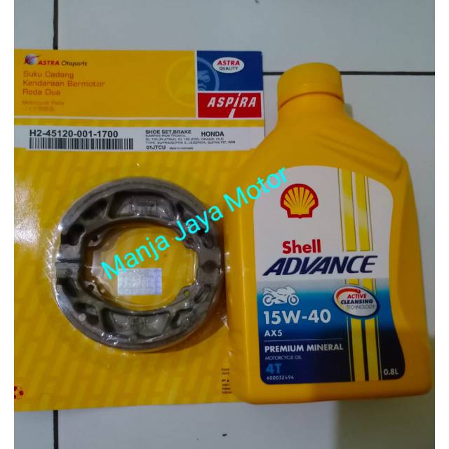 Kampas rem belakang for Supra x 125 tromol/karisma/grand/Revo/Supra fit + Shell Ax5 bebek 15-40W