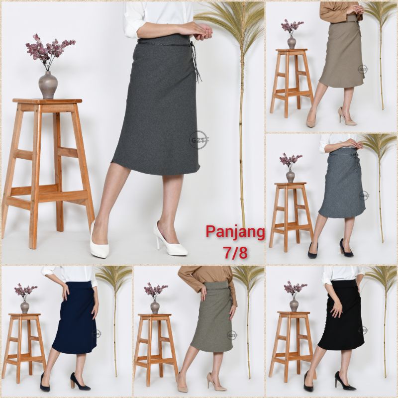 Rok Kerja Kantor Pendek Midi Skirt Model A line 3 4 Dan 7 8 Hitam Polos Wanita Bahan Formal Import High Premium Quality Rok Pendek Hitam A Line Model Payung Bahan Kantor Formal Wanita