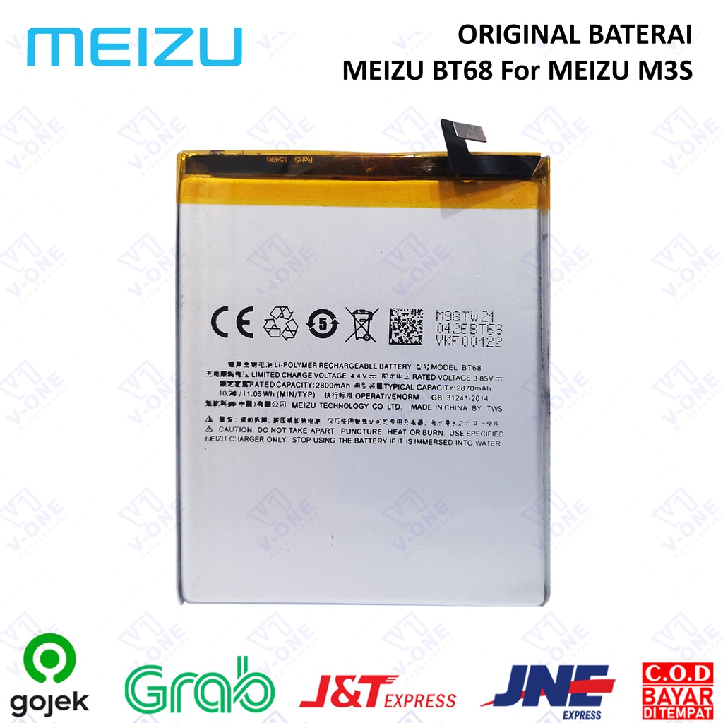 OPP/CPP BATERAI BATTERY ORIGINAL 100% MEIZU M3S MEIZU BT68