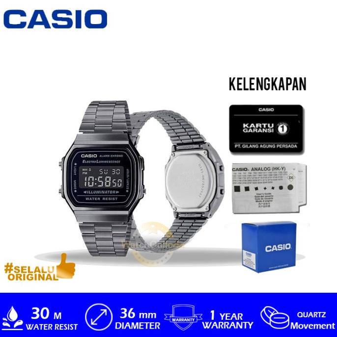 Casio General A168WGG-1BDF / A168WGG1BDF / A168WGG Original Termurah