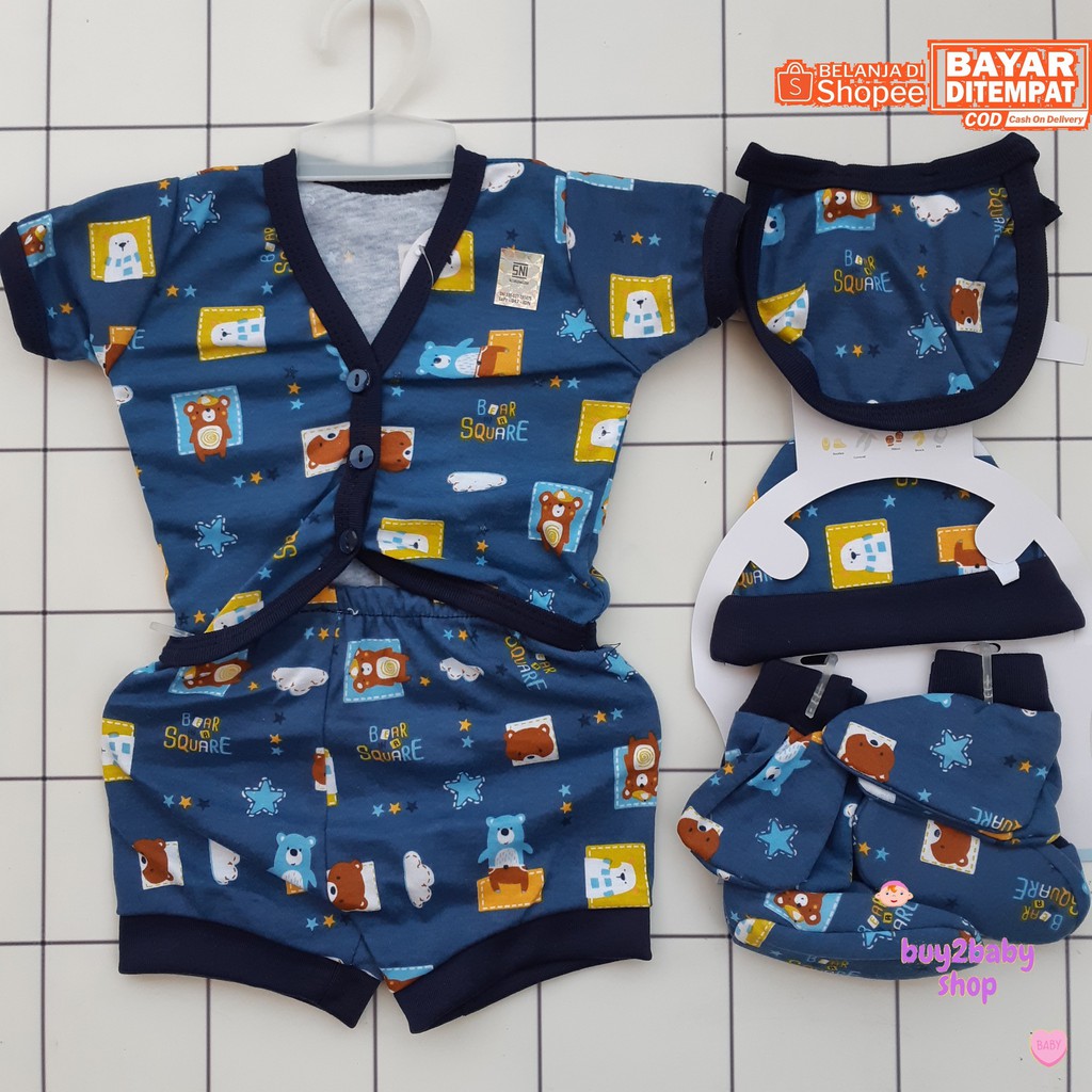 Setelan lengkap bayi baju lengan pendek Vinata Yobel 7 in 1 usia 0-3 Bulan